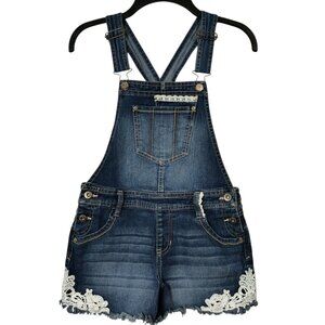 Jordache Blue Jean Denim Overall Shorts Embellished Girl's Large 10/12